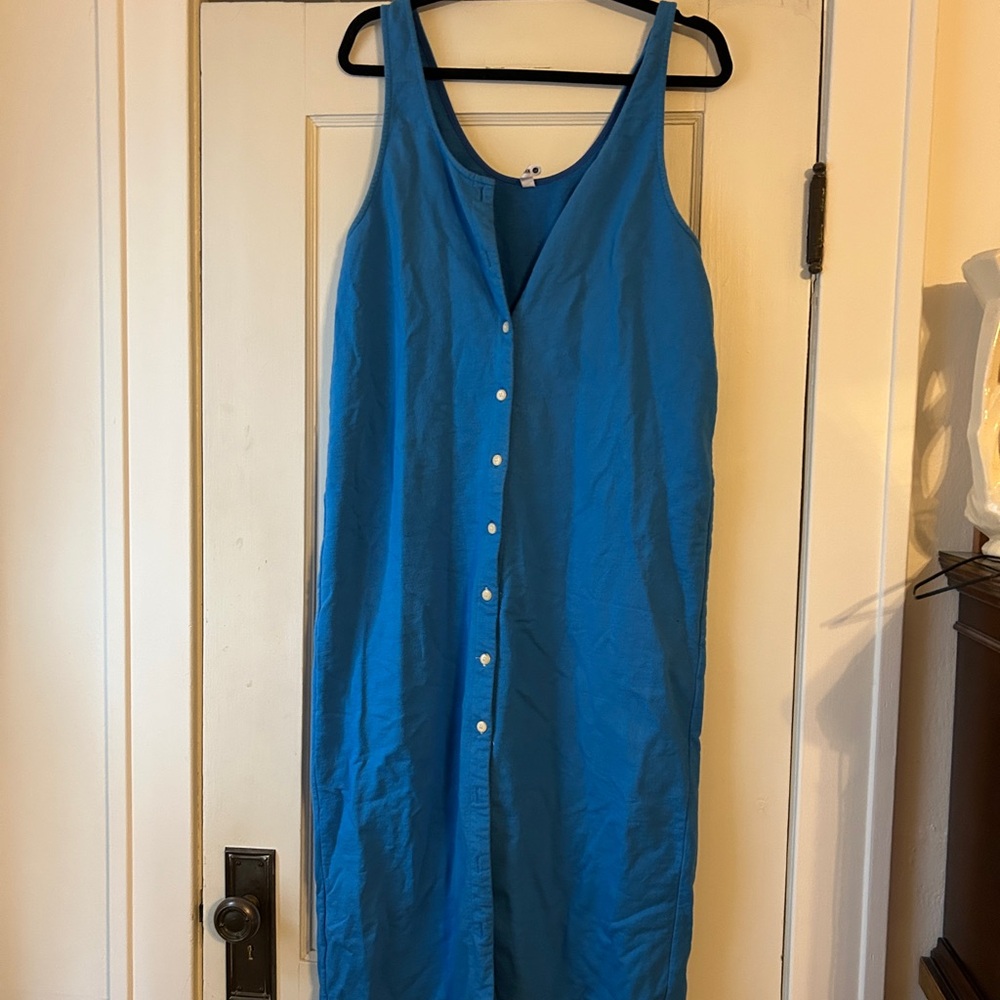 Ilana Kohn blue button down cotton dress size L READ DESCRIPTION